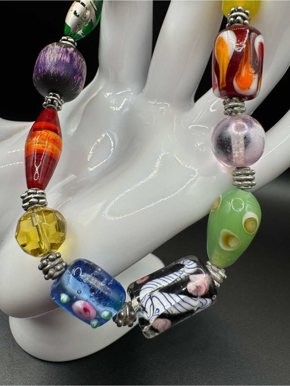 Murano-Style Art Glass Beaded Bracelet